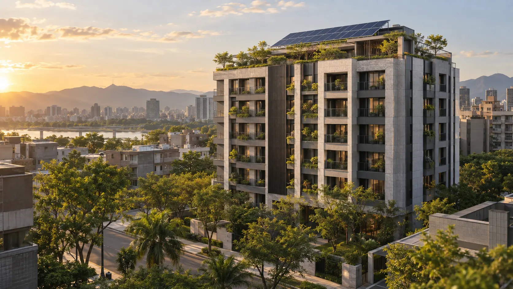 整合屋頂太陽光電與綠意的城市住宅